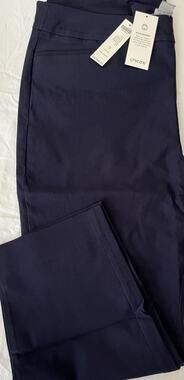 NWT Chico's Women's So Slimming Brigitte Side Vent Slim Crop Pant Navy Blue New